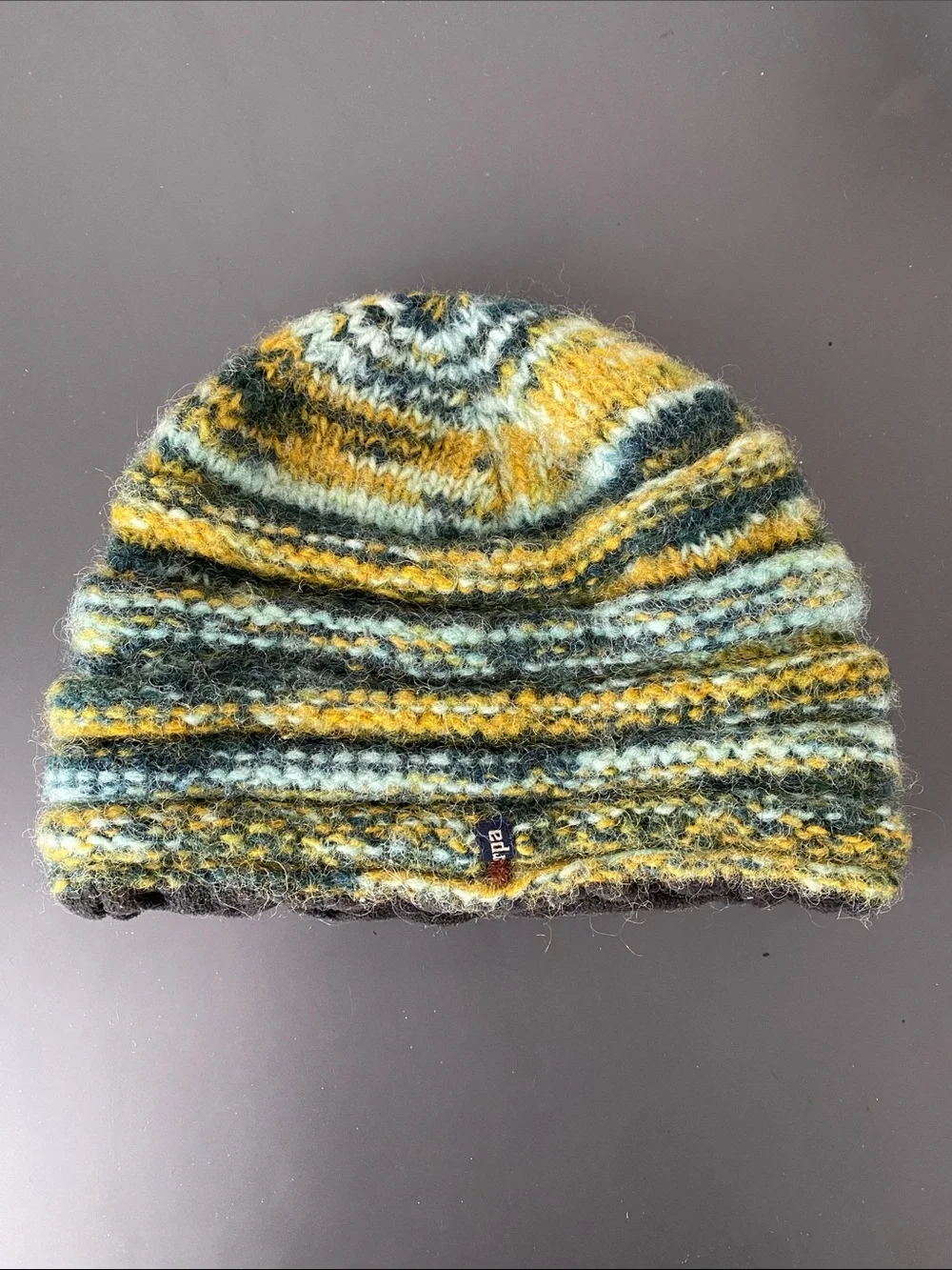 Sherpa Adventure Gear Lamb’s Wool Striped Knit OS Beanie Yellow, Green, White
